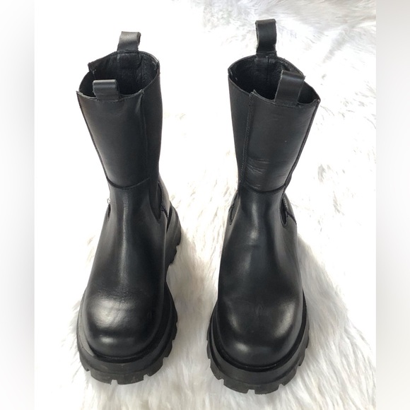 Steve Madden Explorer Chelsea black Boots 7.5 stretch platform chunky leather - Picture 4 of 11